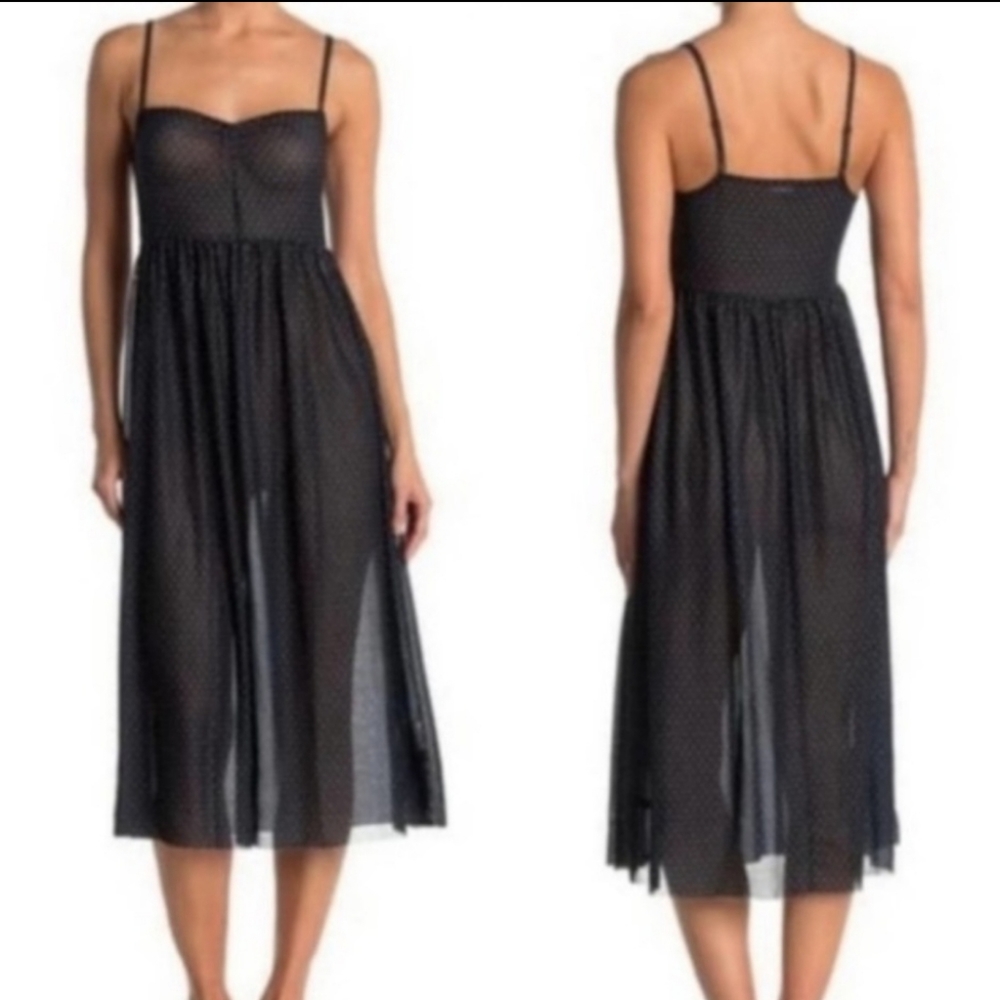 Free People Madeline Sheer Slip Midi Dress.